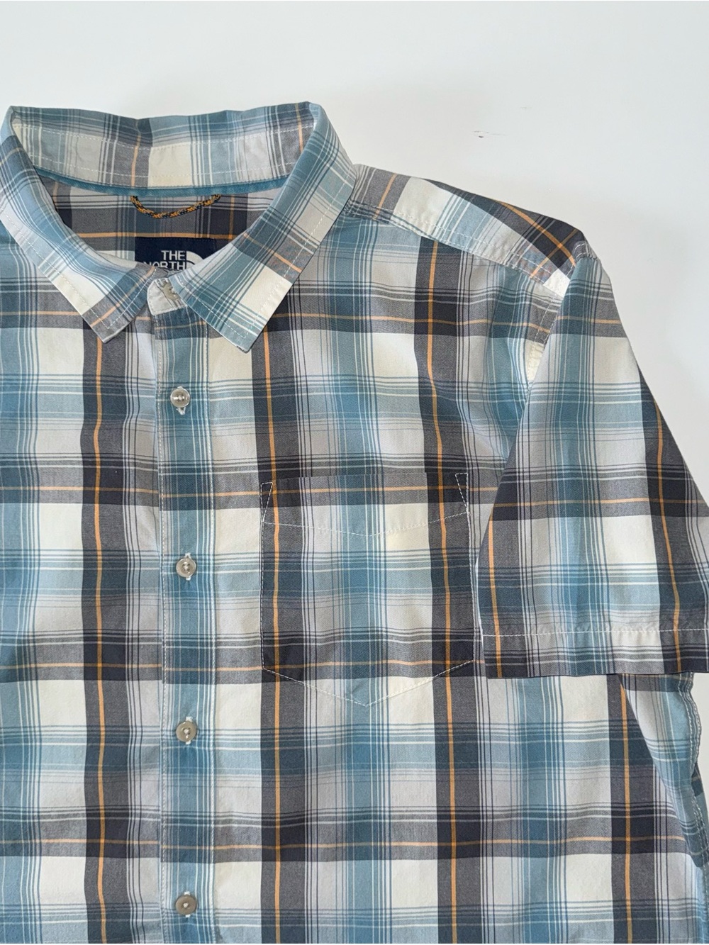 The North Face Plaid Outdoor Short Sleeve Shirt Men's XL Performance Blue